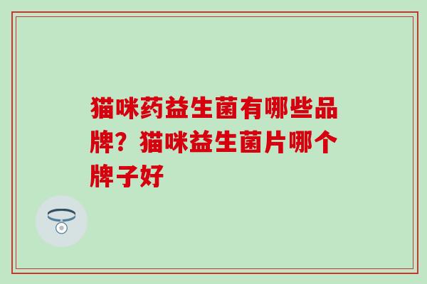 猫咪药益生菌有哪些品牌？猫咪益生菌片哪个牌子好