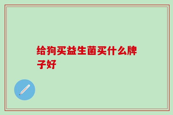 给狗买益生菌买什么牌子好