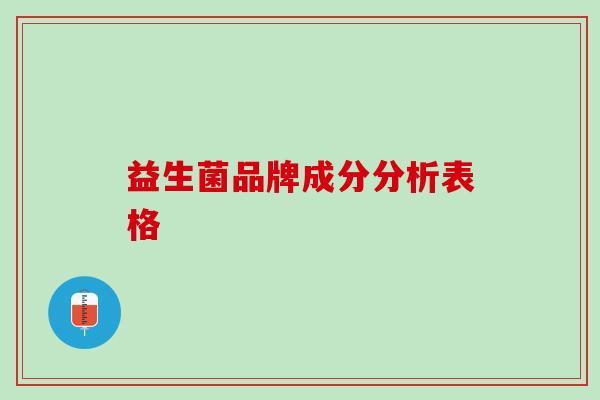 益生菌品牌成分分析表格 益生菌品牌成分分析表格