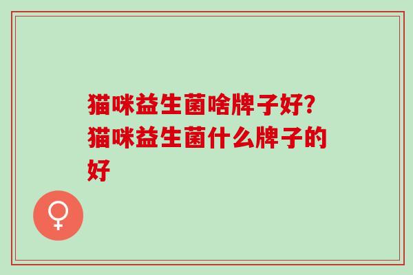 猫咪益生菌啥牌子好？猫咪益生菌什么牌子的好