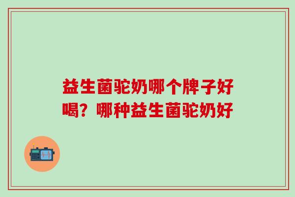 益生菌驼奶哪个牌子好喝？哪种益生菌驼奶好