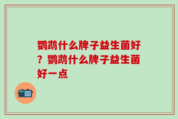 鹦鹉什么牌子益生菌好？鹦鹉什么牌子益生菌好一点