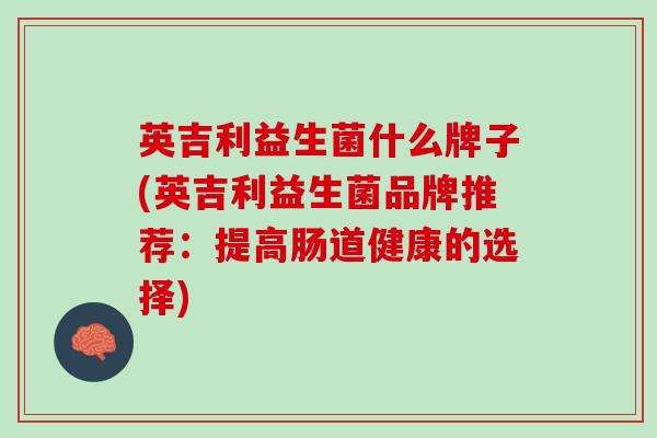 英吉利益生菌什么牌子(英吉利益生菌品牌推荐：提高肠道健康的选择)