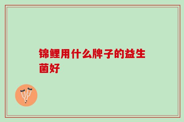 锦鲤用什么牌子的益生菌好