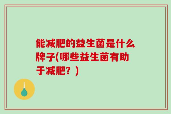 能减肥的益生菌是什么牌子(哪些益生菌有助于减肥？)