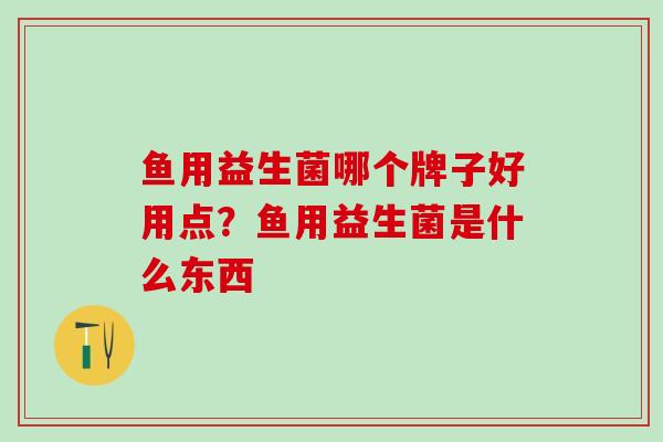 鱼用益生菌哪个牌子好用点？鱼用益生菌是什么东西
