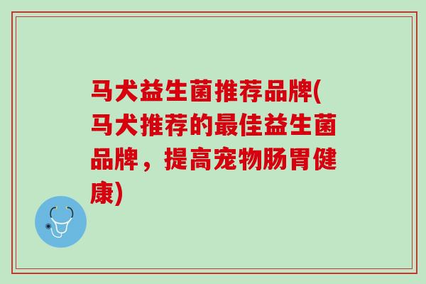 马犬益生菌推荐品牌(马犬推荐的最佳益生菌品牌，提高宠物肠胃健康)