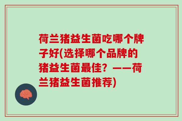荷兰猪益生菌吃哪个牌子好(选择哪个品牌的猪益生菌最佳？——荷兰猪益生菌推荐)