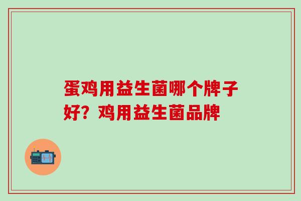 蛋鸡用益生菌哪个牌子好？鸡用益生菌品牌
