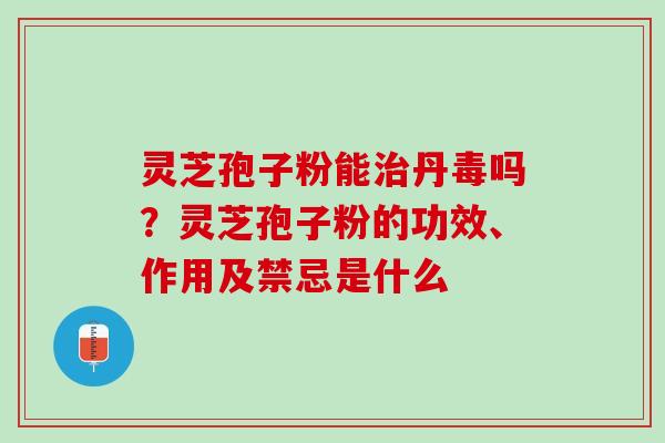 灵芝孢子粉能治丹毒吗？灵芝孢子粉的功效、作用及禁忌是什么
