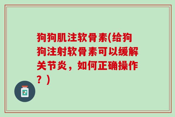 狗狗肌注软骨素(给狗狗注射软骨素可以缓解关节炎，如何正确操作？)