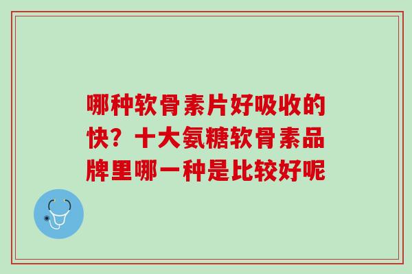 哪种软骨素片好吸收的快？十大氨糖软骨素品牌里哪一种是比较好呢