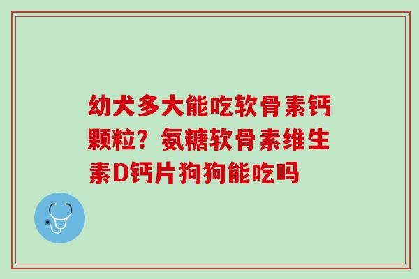幼犬多大能吃软骨素钙颗粒？氨糖软骨素维生素D钙片狗狗能吃吗