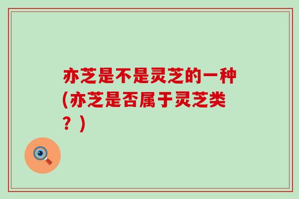 亦芝是不是灵芝的一种(亦芝是否属于灵芝类？)