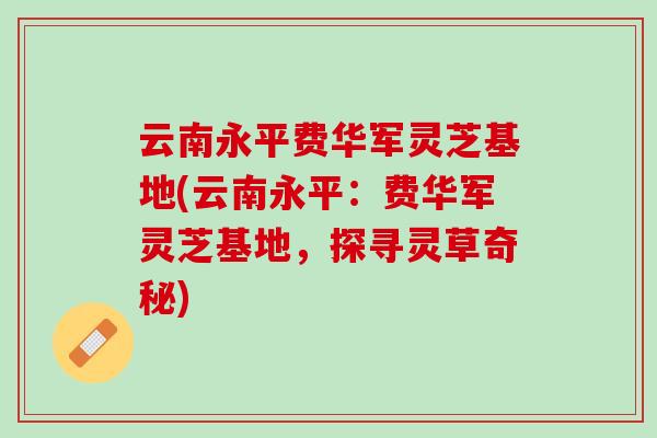 云南永平费华军灵芝基地(云南永平：费华军灵芝基地，探寻灵草奇秘)
