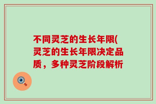 不同灵芝的生长年限(灵芝的生长年限决定品质，多种灵芝阶段解析