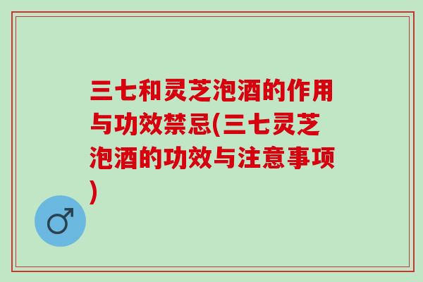 三七和灵芝泡酒的作用与功效禁忌(三七灵芝泡酒的功效与注意事项)