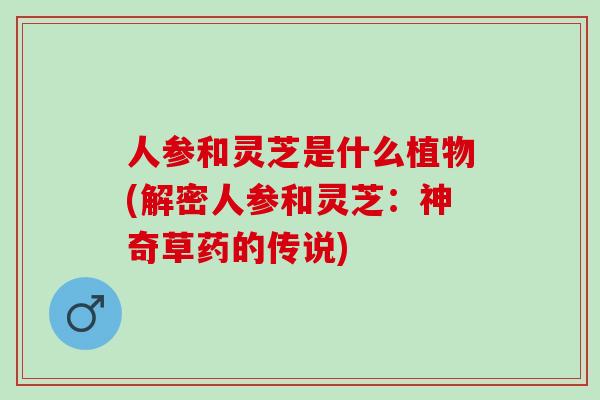 人参和灵芝是什么植物(解密人参和灵芝：神奇草药的传说)