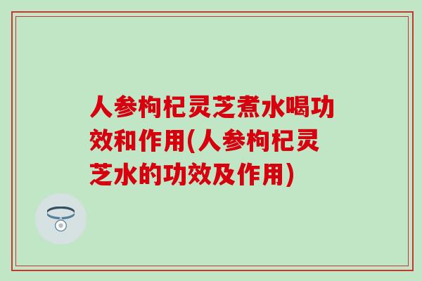 人参枸杞灵芝煮水喝功效和作用(人参枸杞灵芝水的功效及作用)