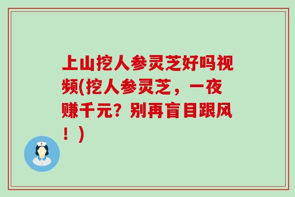 上山挖人参灵芝好吗视频(挖人参灵芝，一夜赚千元？别再盲目跟风！)