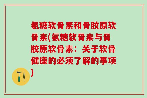 氨糖软骨素和骨胶原软骨素(氨糖软骨素与骨胶原软骨素：关于软骨健康的必须了解的事项)