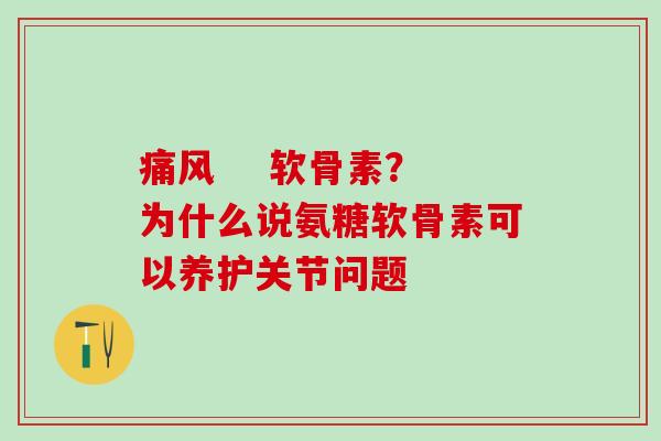 痛风    软骨素？为什么说氨糖软骨素可以养护关节问题