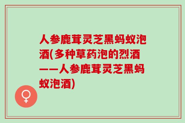 人参鹿茸灵芝黑蚂蚁泡酒(多种草药泡的烈酒——人参鹿茸灵芝黑蚂蚁泡酒)