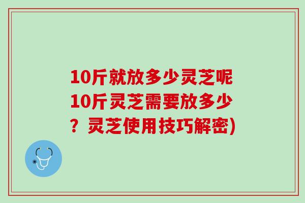 10斤就放多少灵芝呢10斤灵芝需要放多少？灵芝使用技巧解密)