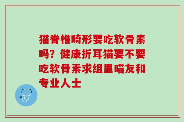 猫脊椎畸形要吃软骨素吗？健康折耳猫要不要吃软骨素求组里喵友和专业人士