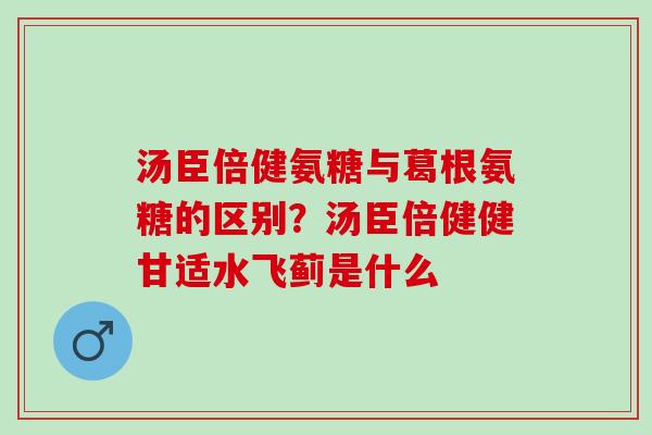 汤臣倍健氨糖与葛根氨糖的区别？汤臣倍健健甘适水飞蓟是什么