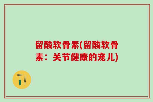 留酸软骨素(留酸软骨素：关节健康的宠儿)