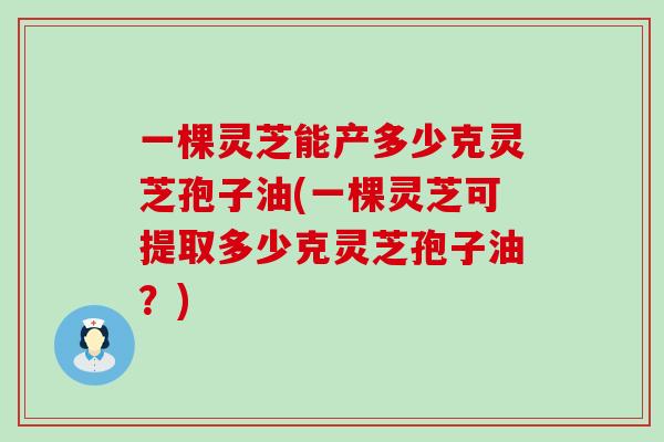 一棵灵芝能产多少克灵芝孢子油(一棵灵芝可提取多少克灵芝孢子油？)