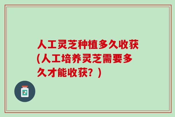 人工灵芝种植多久收获(人工培养灵芝需要多久才能收获？)