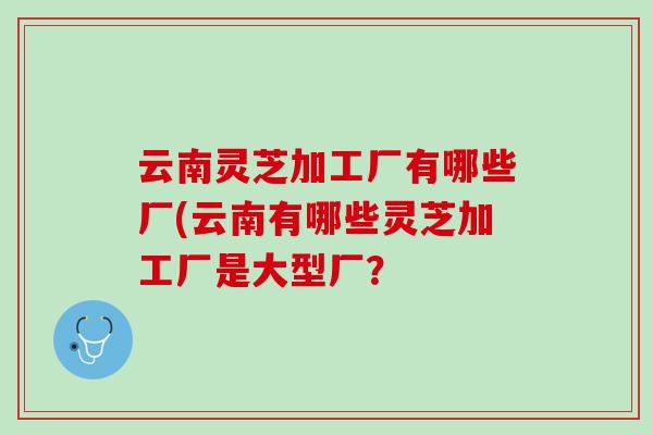 云南灵芝加工厂有哪些厂(云南有哪些灵芝加工厂是大型厂？