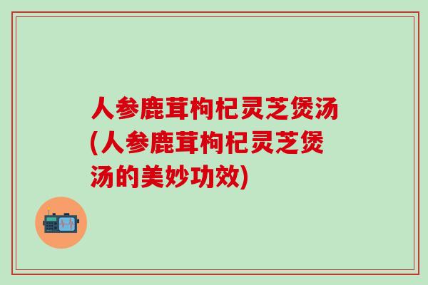人参鹿茸枸杞灵芝煲汤(人参鹿茸枸杞灵芝煲汤的美妙功效)