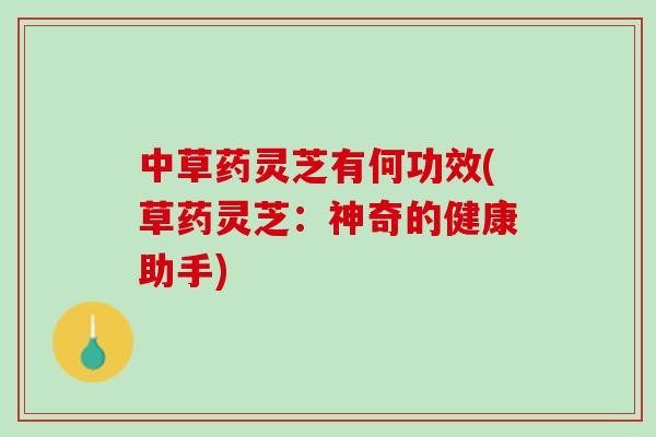 中草药灵芝有何功效(草药灵芝：神奇的健康助手)