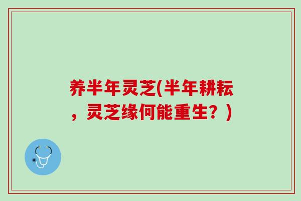 养半年灵芝(半年耕耘，灵芝缘何能重生？)