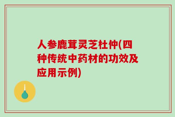 人参鹿茸灵芝杜仲(四种传统中药材的功效及应用示例)