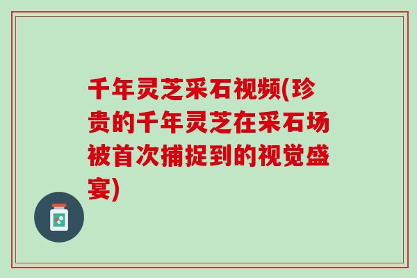 千年灵芝采石视频(珍贵的千年灵芝在采石场被首次捕捉到的视觉盛宴)