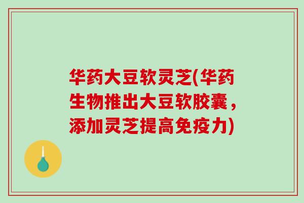 华药大豆软灵芝(华药生物推出大豆软胶囊，添加灵芝提高免疫力)