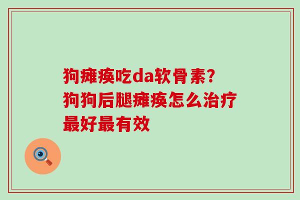 狗瘫痪吃da软骨素？狗狗后腿瘫痪怎么治疗最好最有效