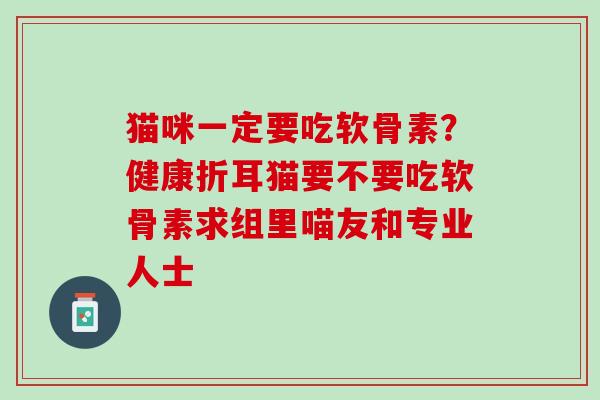 猫咪一定要吃软骨素？健康折耳猫要不要吃软骨素求组里喵友和专业人士