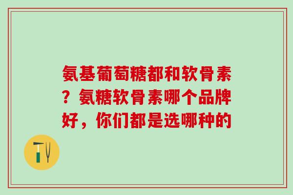氨基葡萄糖都和软骨素？氨糖软骨素哪个品牌好，你们都是选哪种的