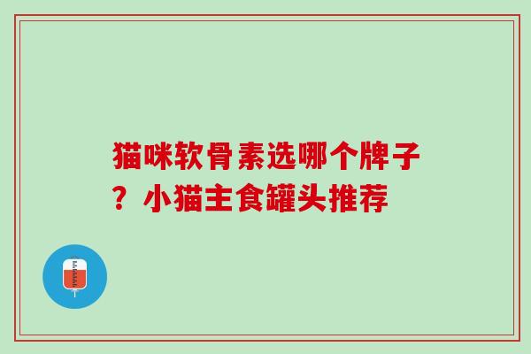 猫咪软骨素选哪个牌子？小猫主食罐头推荐