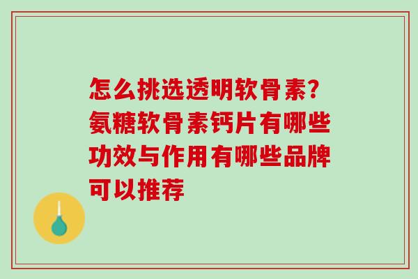 怎么挑选透明软骨素？氨糖软骨素钙片有哪些功效与作用有哪些品牌可以推荐