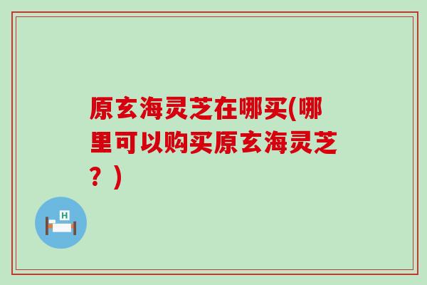 原玄海灵芝在哪买(哪里可以购买原玄海灵芝？)