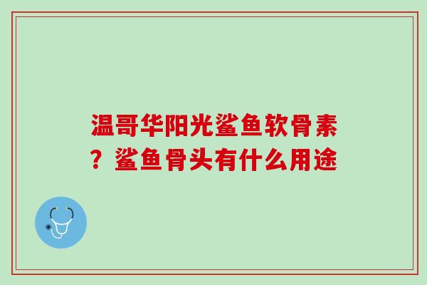 温哥华阳光鲨鱼软骨素？鲨鱼骨头有什么用途