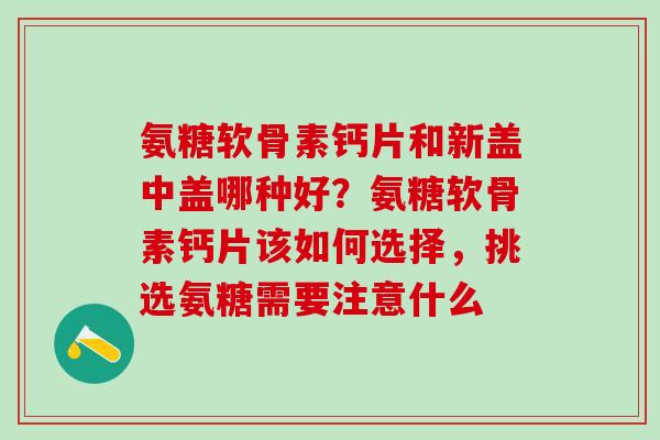 氨糖软骨素钙片和新盖中盖哪种好？氨糖软骨素钙片该如何选择，挑选氨糖需要注意什么