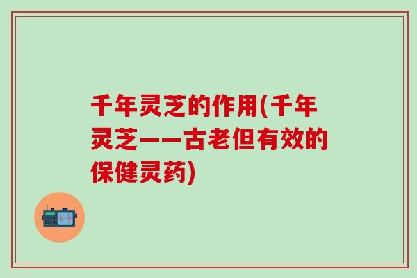 千年灵芝的作用(千年灵芝——古老但有效的保健灵药)