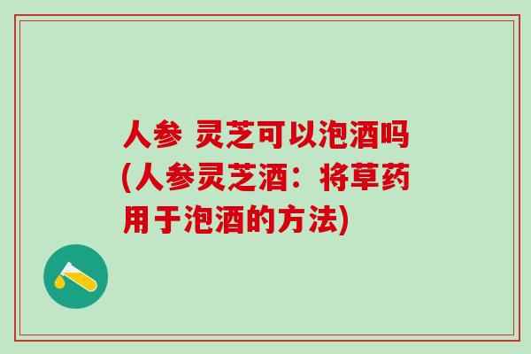 人参 灵芝可以泡酒吗(人参灵芝酒：将草药用于泡酒的方法)